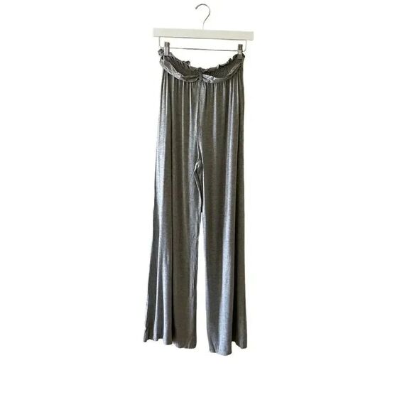 NWT Chaser  Paper Bag Waist Jersey Soft Wide Leg Heather Gray High Rise Pants M - Picture 2 of 13
